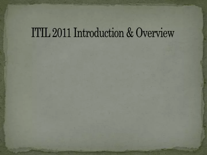 itil 2011 introduction overview