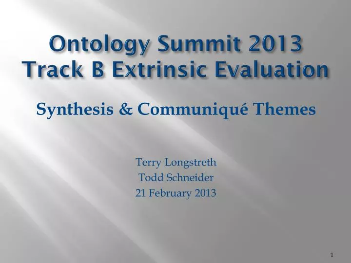 ontology summit 2013 track b extrinsic evaluation