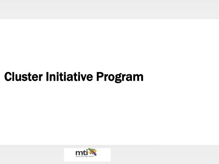 cluster initiative program