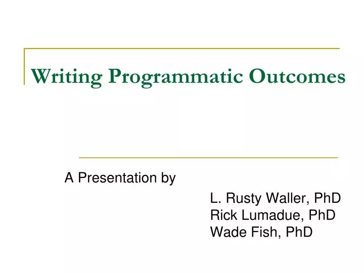 writing programmatic outcomes