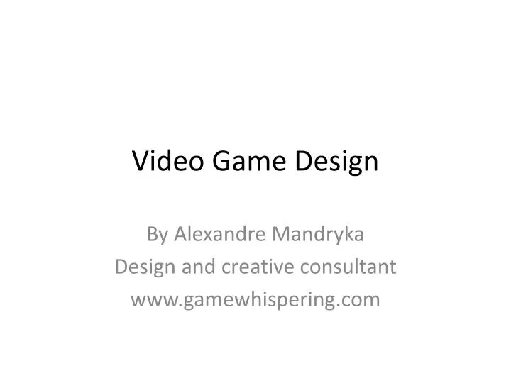 video game design