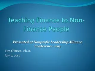 Teaching Finance to Non-Finance People