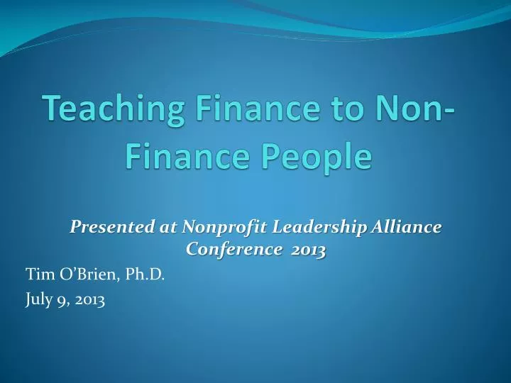 teaching finance to non finance people
