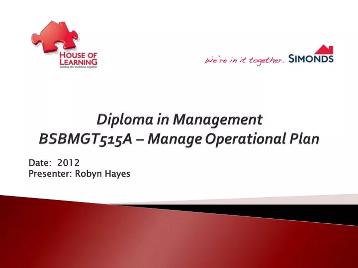 diploma in management bsbmgt515a manage operational plan