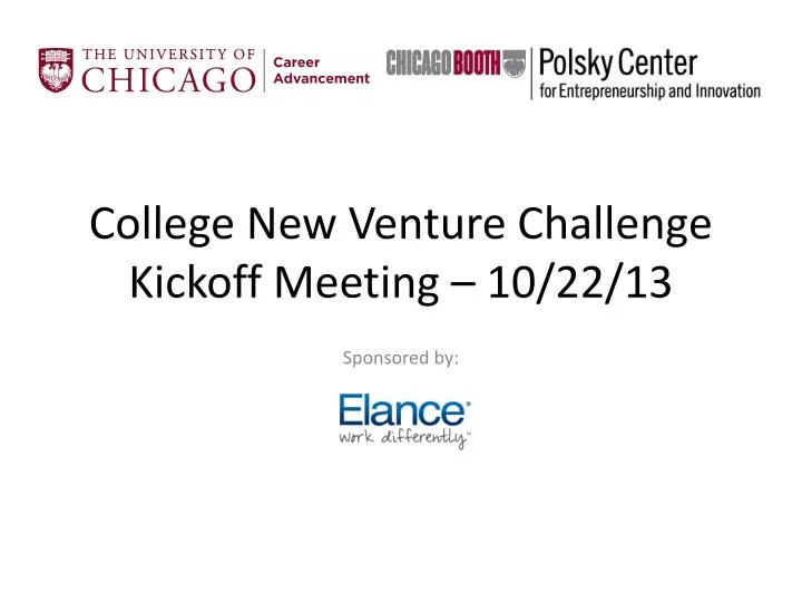 college new venture challenge kickoff meeting 10 22 13