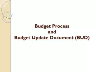 Budget Process and Budget Update Document (BUD)