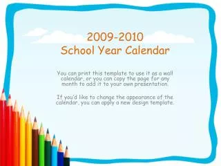 2009-2010 School Year Calendar