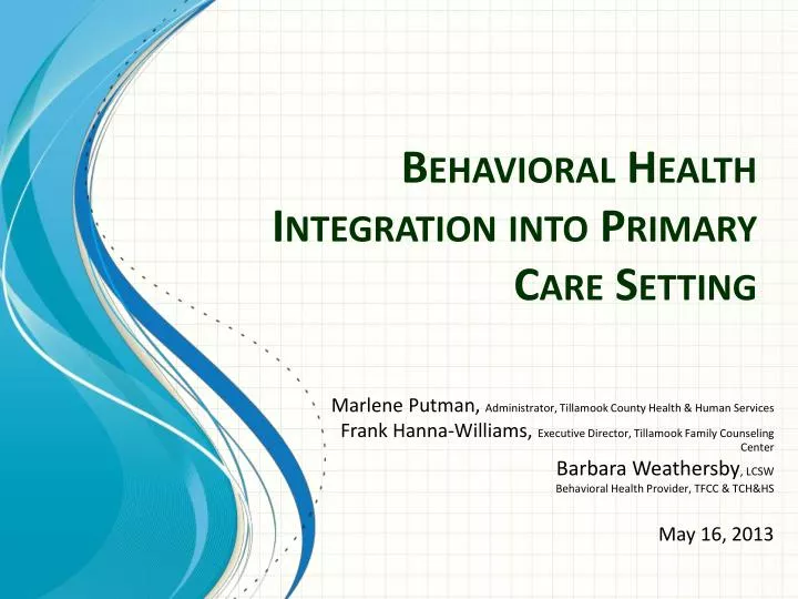 behavioral health integration into primary care setting