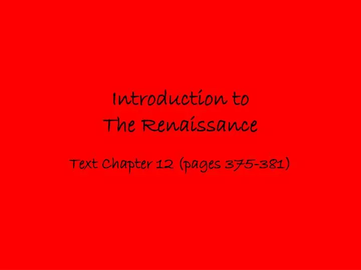 introduction to the renaissance