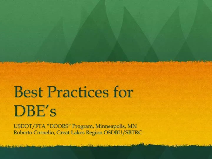 best practices for dbe s