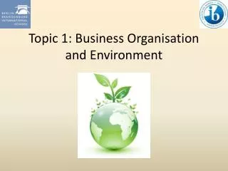 Topic 1: Business Organisation and Environment