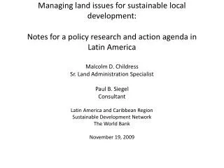 A Global Land Administration Perspective