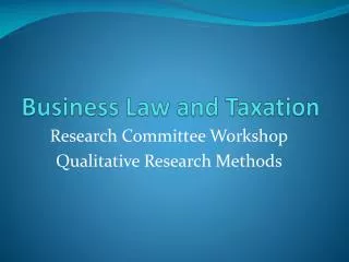 Business Law and Taxation