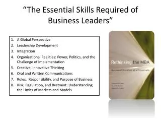 “The Essential Skills Required of Business Leaders”