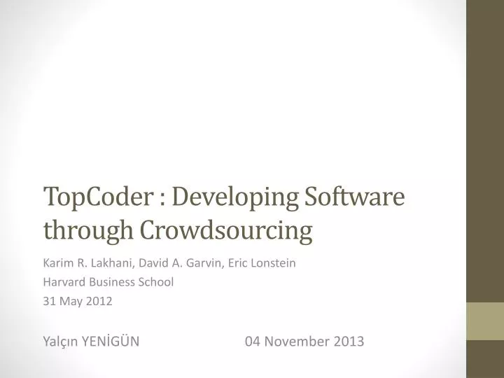 topcoder developing software through crowdsourcing