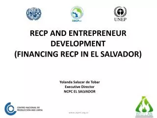 RECP AND ENTREPRENEUR DEVELOPMENT (FINANCING RECP IN EL SALVADOR)