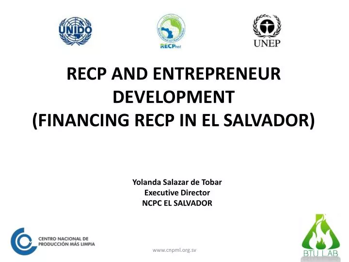 recp and entrepreneur development financing recp in el salvador