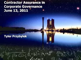 Contractor Assurance in Corporate Governance June 13, 2011