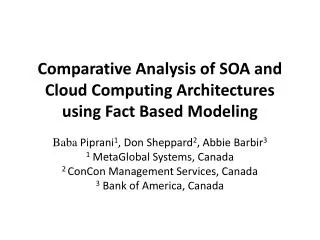 Comparative Analysis of SOA and Cloud Computing Architectures using Fact Based Modeling