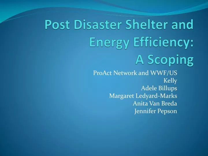 post disaster shelter and energy efficiency a scoping