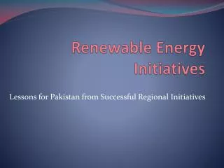 Renewable Energy Initiatives