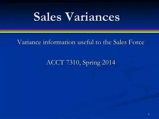 Sales Variances