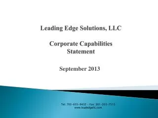 Leading Edge Solutions, LLC Corporate Capabilities Statement