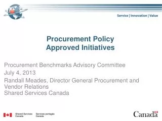 Procurement Policy Approved Initiatives