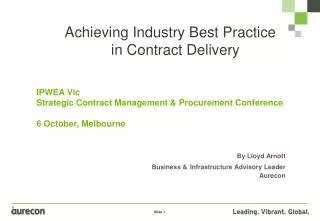 Achieving Industry Best Practice in Contract Delivery