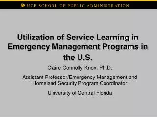 Utilization of Service Learning in Emergency Management Programs in the U.S.