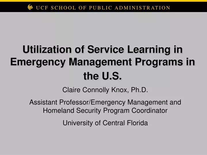 utilization of service learning in emergency management programs in the u s