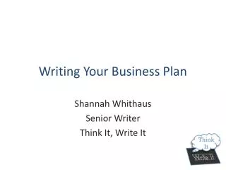 Writing Your Business Plan