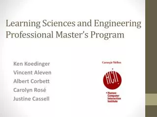 Learning Sciences and Engineering Professional Master’s Program