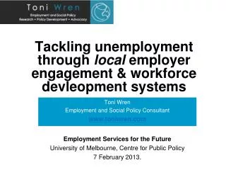Tackling unemployment through l ocal employer engagement &amp; workforce devleopment systems