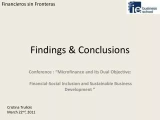 Findings &amp; Conclusions