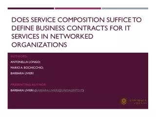 Does service composition suffice to define business contracts for IT services in Networked organizations