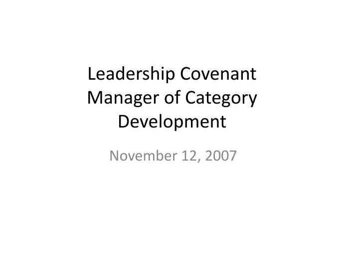 leadership covenant manager of category development