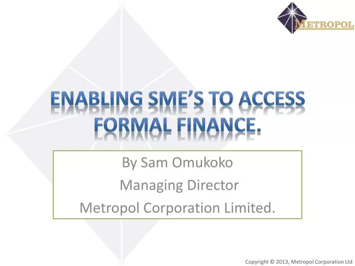 enabling sme s to access formal finance