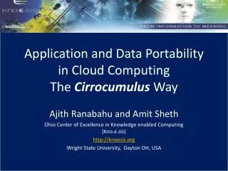 Application and Data Portability in Cloud Computing The Cirrocumulus Way