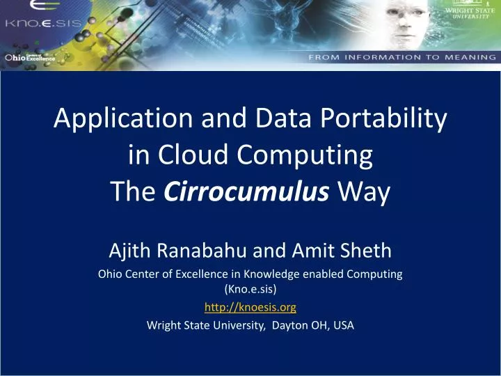 application and data portability in cloud computing the cirrocumulus way