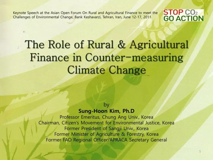 the role of rural agricultural finance in counter measuring climate change