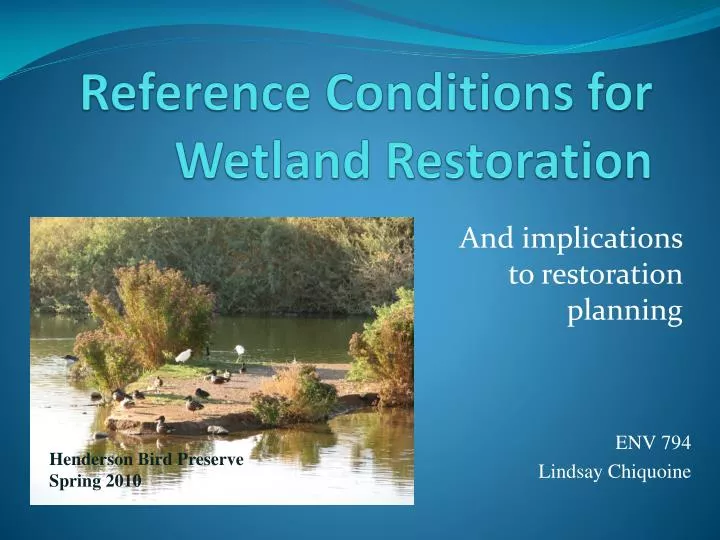 reference conditions for wetland restoration