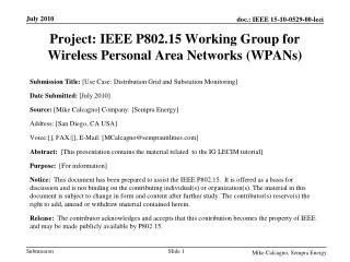 project ieee p802 15 working group for wireless personal area networks wpans