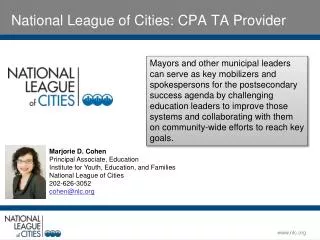 National League of Cities: CPA TA Provider