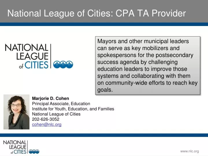 national league of cities cpa ta provider