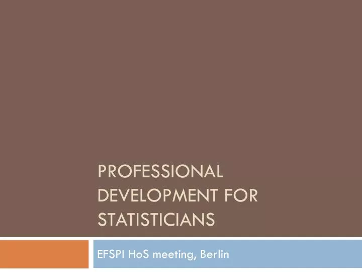 professional development for statisticians