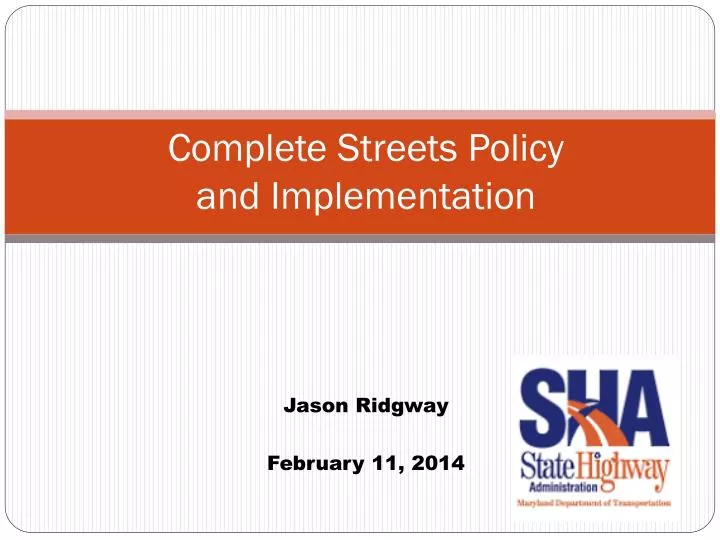 complete streets policy and implementation