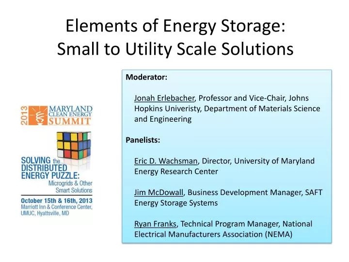 elements of energy storage small to utility scale solutions