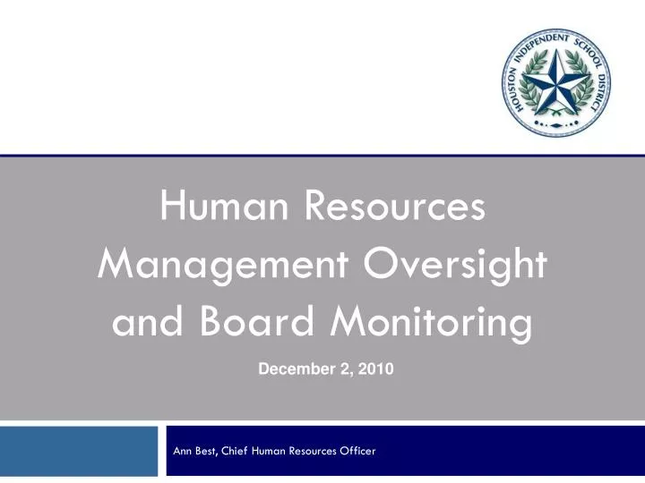 human resources management oversight and board monitoring