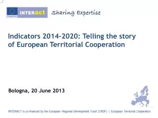 Indicators 2014-2020: Telling the story of European Territorial Cooperation